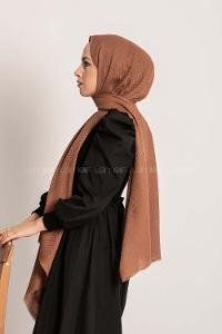 Modalamelif Brush Desen Pamuk  Şal Sütlü Kahve