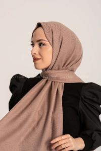 Modalamelif Brush Desen Pamuk  Şal Vizon
