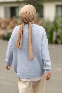 Modalamelif Cep Detaylı Basic Kazak Bebe Mavisi