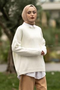 Modalamelif Cep Detaylı Basic Kazak Ekru