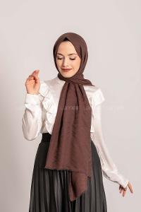 Modalamelif Efekli Zikzak Desen Pamuk  Şal Acı Kahve