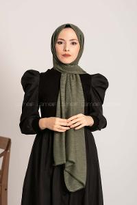 Modalamelif Efekli Zikzak Desen Pamuk  Şal Haki