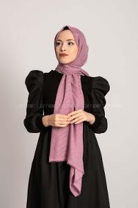 Modalamelif Efekli Zikzak Desen Pamuk  Şal Lila