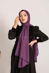 Modalamelif Efekli Zikzak Desen Pamuk  Şal Mor