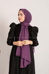 Modalamelif Efekli Zikzak Desen Pamuk  Şal Mor