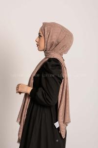 Modalamelif Efekli Zikzak Desen Pamuk  Şal Vizon