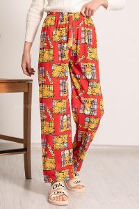 Modalamelif Garfield Baskı Desenli Beli Lastikli Pijama Kırmızı