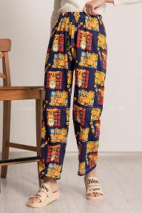 Modalamelif Garfield Baskı Desenli Beli Lastikli Pijama Lacivert