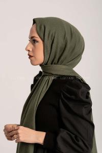 Modalamelif Geometrik Desen Pamuk  Şal Haki