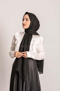 Modalamelif Geometrik Desen Pamuk  Şal Siyah