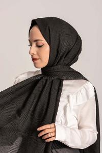 Modalamelif Geometrik Desen Pamuk  Şal Siyah