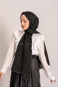 Modalamelif Leopar Desen Pamuk  Şal Siyah