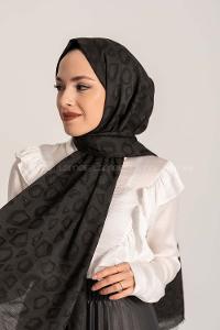 Modalamelif Leopar Desen Pamuk  Şal Siyah