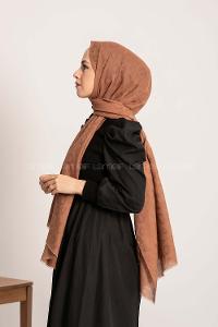 Modalamelif Leopar Desen Pamuk  Şal Sütlü Kahve