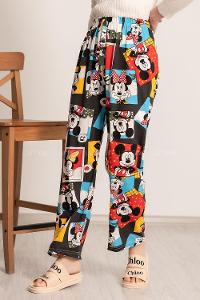 Modalamelif Mickey Mouse Baskı Desenli Beli Lastikli Pijama Siyah