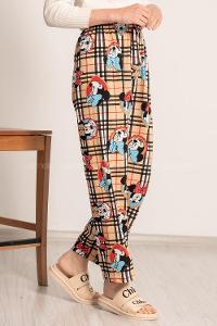 Modalamelif Mickey Mouse Baskı Desenli Beli Lastikli Pijama Sütlü Kahve