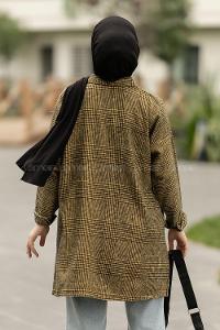 Modalamelif Pötikare Desenli Gömlek Tunik Sarı