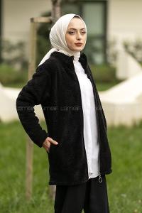 Modalamelif Yarım Balıkçı Yaka Peluş Siyah