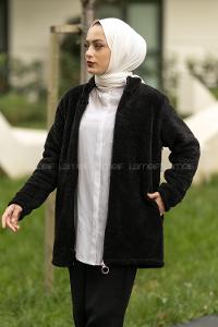 Modalamelif Yarım Balıkçı Yaka Peluş Siyah