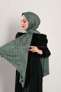 Modalamelif Çizgisel desenli  İpeksi Jakarlı Şal Çağla Yeşili