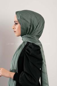 Modalamelif Çizgisel desenli  İpeksi Jakarlı Şal Çağla Yeşili