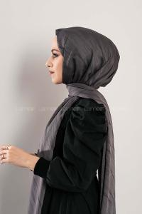 Modalamelif Çizgisel desenli  İpeksi Jakarlı Şal Füme