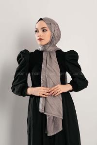 Modalamelif Çizgisel desenli  İpeksi Jakarlı Şal Gri