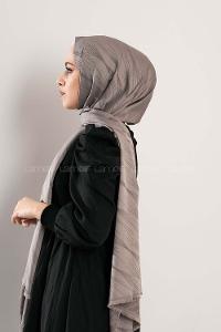 Modalamelif Çizgisel desenli  İpeksi Jakarlı Şal Gri