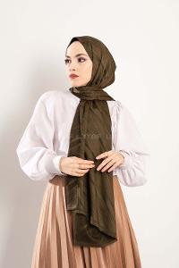 Modalamelif Çizgisel desenli  İpeksi Jakarlı Şal Haki