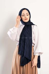 el desenli  İpeksi Jakarlı Şal Lacivert