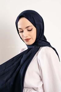 el desenli  İpeksi Jakarlı Şal Lacivert