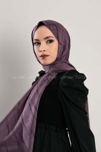 Modalamelif Çizgisel desenli  İpeksi Jakarlı Şal Lila