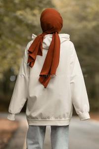 Modalamelif Mıchıgan Yazı Baskılı Kapüşonlu Sweat Beyaz