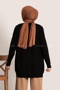 Modalamelif Önü Düğme Detaylı Düz Hırka Siyah