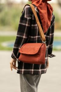 Modalamelif Paraşüt Kumaş Kapak Kilitli Çanta Kiremit