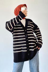 i Renk Garnili Basic Hırka Siyah