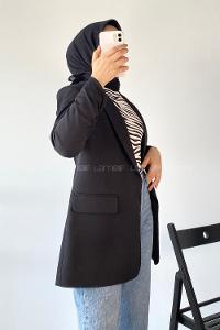 Modalamelif Kolu Büzgü Detaylı Blazer Ceket Siyah