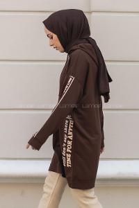 Modalamelif Still Don t  Yazı Baskılı Kapüşon Detaylı Sweat Acı Kahve