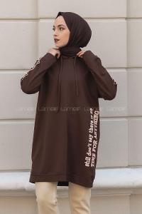 Modalamelif Still Don t  Yazı Baskılı Kapüşon Detaylı Sweat Acı Kahve