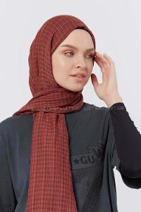 Modalamelif Kraş Pamuk Ekose Desenli Şal Gül