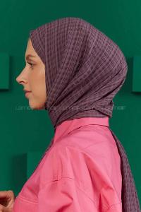 Modalamelif Kraş Pamuk Ekose Desenli Şal Leylak