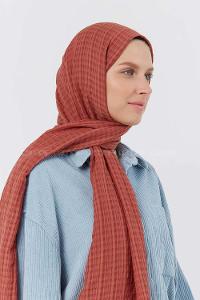 Modalamelif Kraş Pamuk Ekose Desenli Şal Pudra