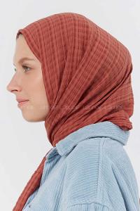 Modalamelif Kraş Pamuk Ekose Desenli Şal Pudra