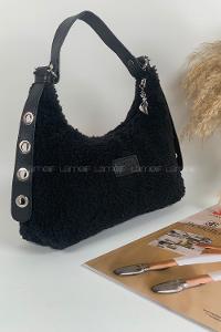 Modalamelif Tek Gözlü Molly Peluş Çanta Siyah