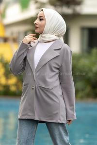 Modalamelif Çift Düğme Detaylı Ceket Gri