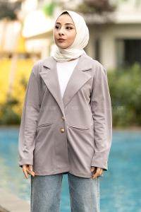 Modalamelif Çift Düğme Detaylı Ceket Gri