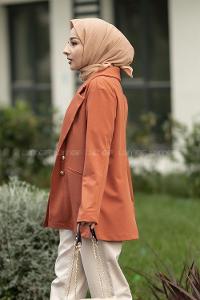 Modalamelif Çift Düğme Detaylı Ceket Kiremit