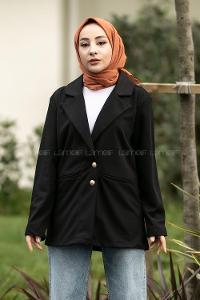 Modalamelif Çift Düğme Detaylı Ceket Siyah