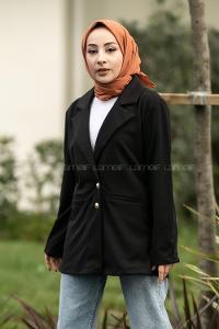 Modalamelif Çift Düğme Detaylı Ceket Siyah