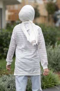 Modalamelif Ele Nao Girl Baskılı Çizgi Desenli Sweat Lila